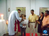 Batizado da filha Brígida, do casal Giovane Aguiar e Renaldo Aguiar